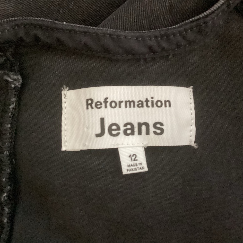 Reformation Kendi Denim Midi Dress Washed Black Sz 12 - Picture 9 of 10